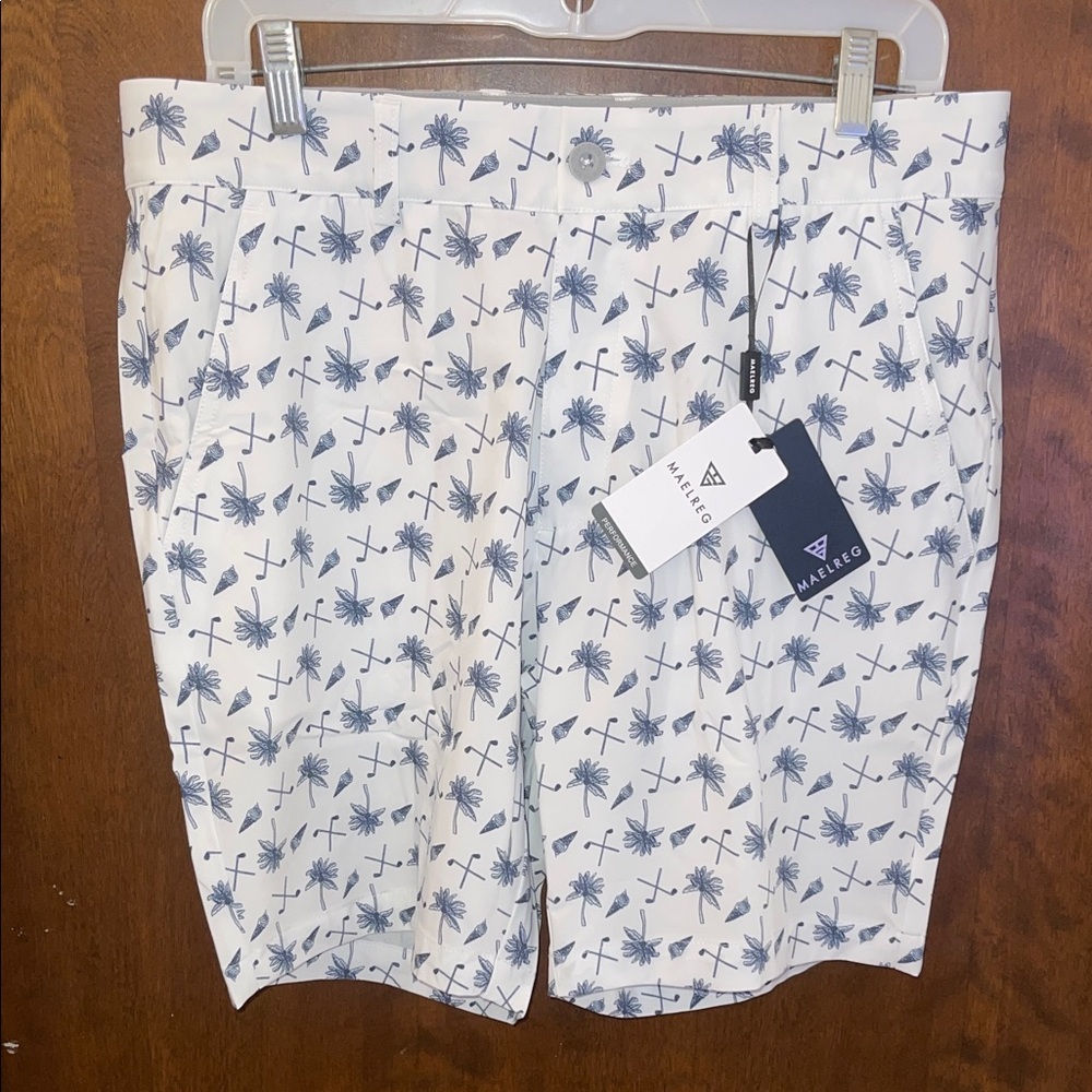 Maileg White Shorts with Navy Palm & Golf Print Size 32